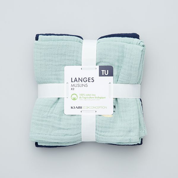 Lot De 2 Langes Bebe Garcon Bleu Marine Kiabi 6 00