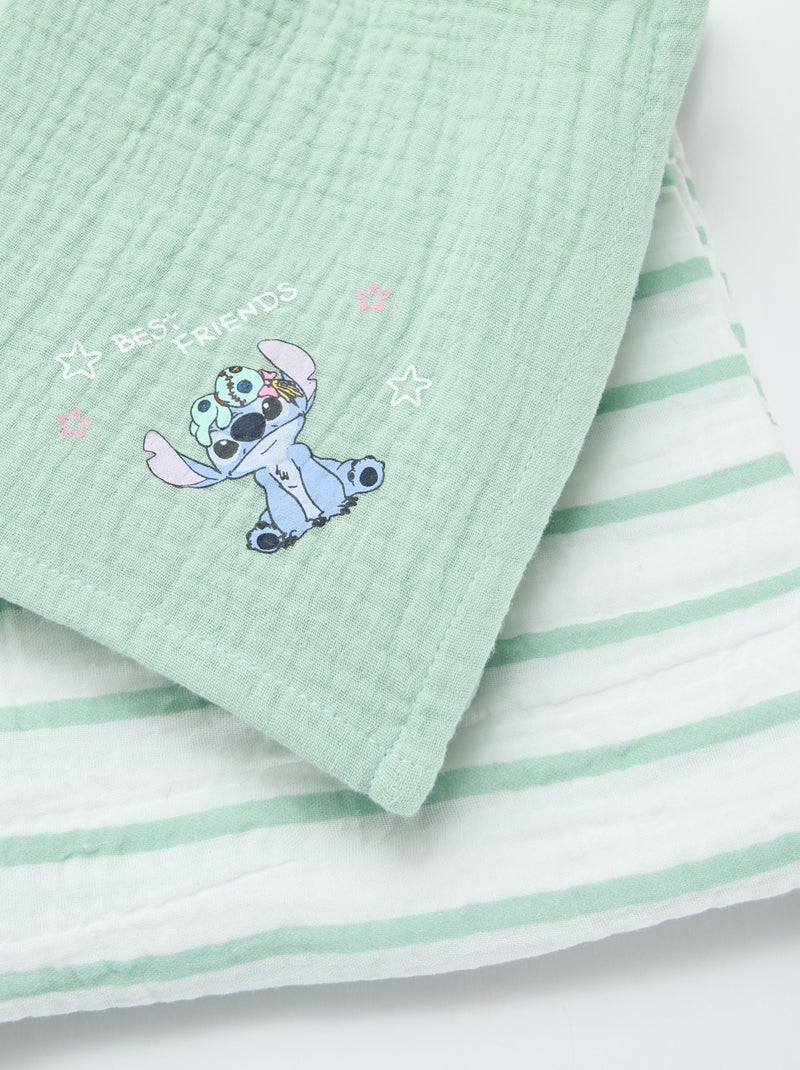 Lot de 2 langes 'Disney' en gaze de coton Vert - Kiabi
