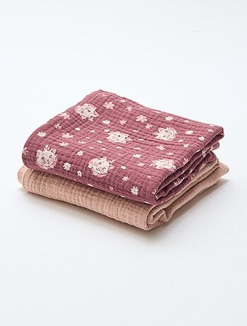 Lot de 2 langes 'Disney' 'Marie' en double gaze de coton 60x60 cm