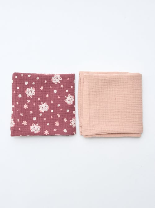 Lot de 2 langes 'Disney' 'Marie' en double gaze de coton 60x60 cm - Kiabi