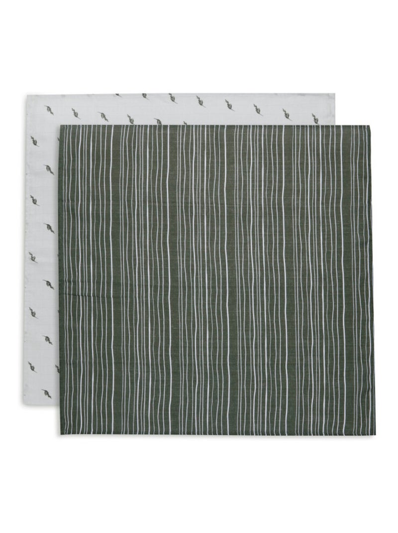 Lot de 2 langes gaze de coton Vert - Kiabi