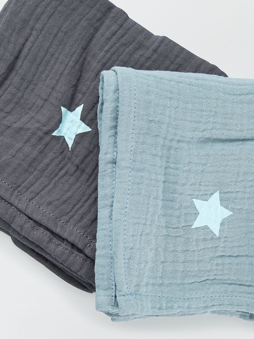 Lot de 2 langes gris/bleu - Kiabi
