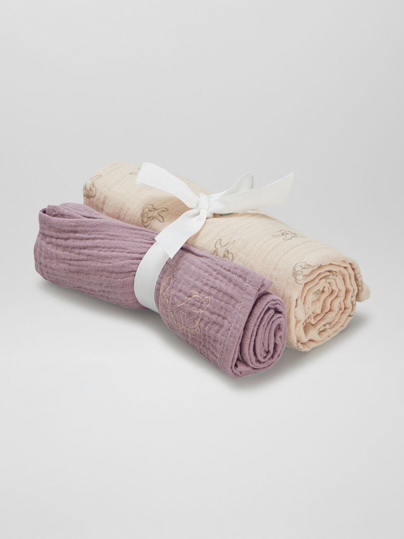 Lot de 2 langes 'Miss Bunny' Rose/violet - Kiabi