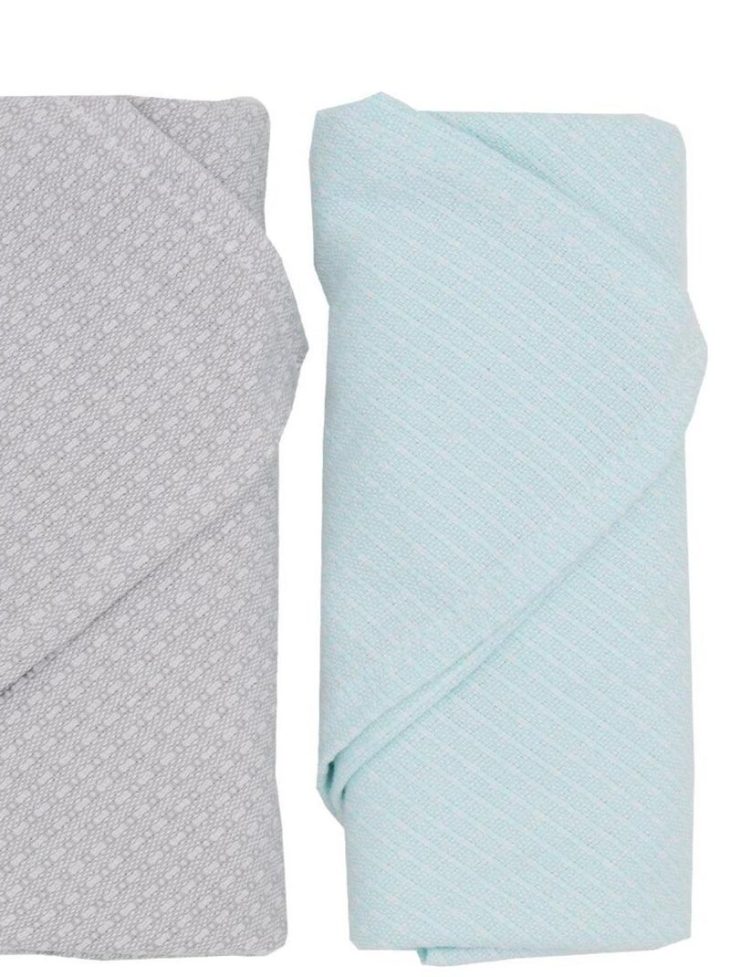 Lot de 2 langes nid d'abeille 70 x 70 cm Bleu - Kiabi