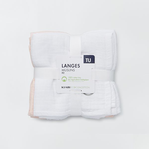 Lot De 2 Langes Bebe Fille Rose Blanc Kiabi 3 60