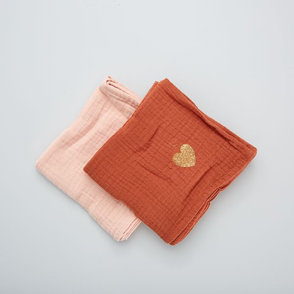 Lot De 2 Langes Bebe Fille Rouge Brique Rose Kiabi 6 00