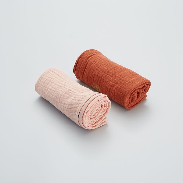 Lot De 2 Langes Bebe Fille Rouge Brique Rose Kiabi 6 00