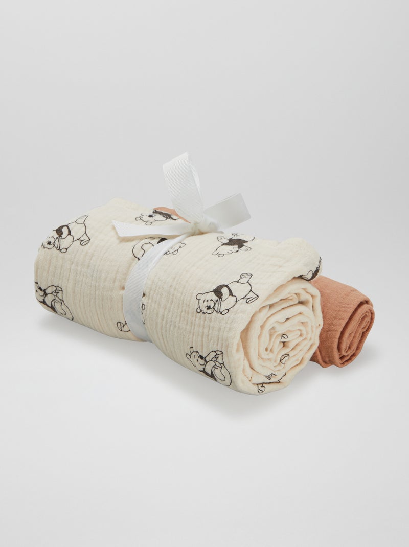 Lot de 2 langes 'Winnie' Marron/beige - Kiabi