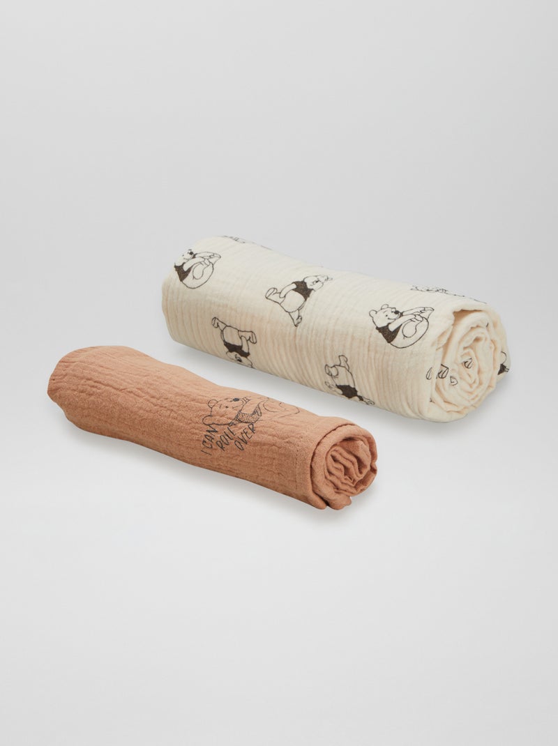 Lot de 2 langes 'Winnie' Marron/beige - Kiabi
