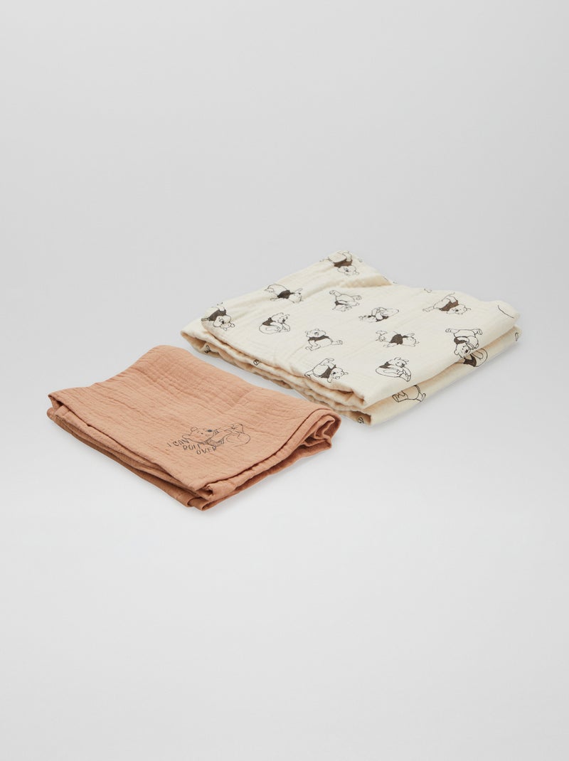 Lot de 2 langes 'Winnie' Marron/beige - Kiabi
