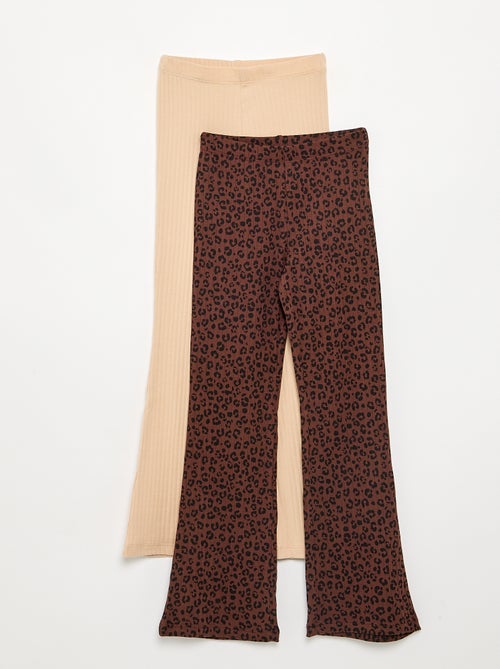 Lot de 2 leggings - 1 uni + 1 imprimé - Kiabi