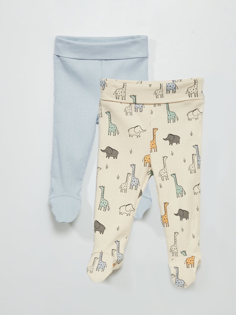 Lot de 2 leggings avec pieds Blanc - Kiabi