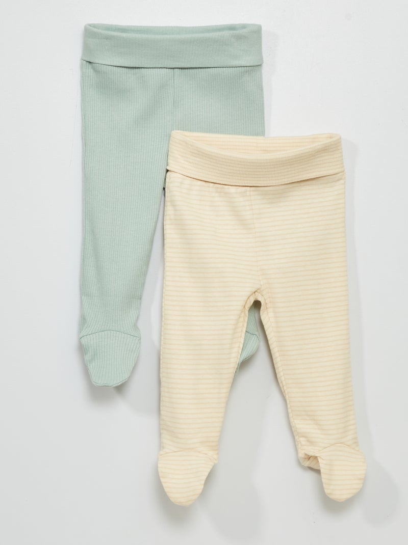 Lot de 2 leggings avec pieds Blanc - Kiabi