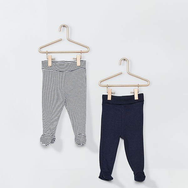 Lot De 2 Leggings Avec Pieds Eco Concu Bebe Garcon Marine Raye Kiabi 7