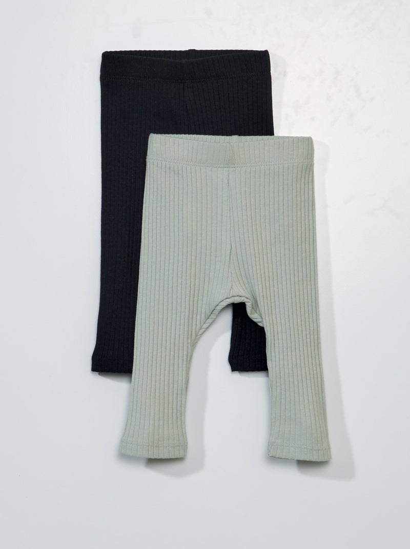 Lot de 2 leggings côtelés - Mixte Vert/bleu marine - Kiabi