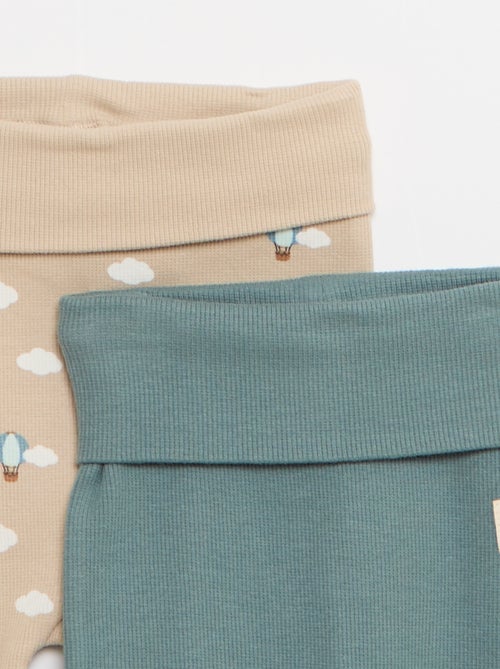 Lot de 2 leggings côtelés avec revers - 2 pièces - Kiabi