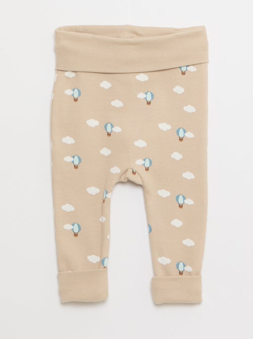 Lot de 2 leggings côtelés avec revers - 2 pièces - Kiabi