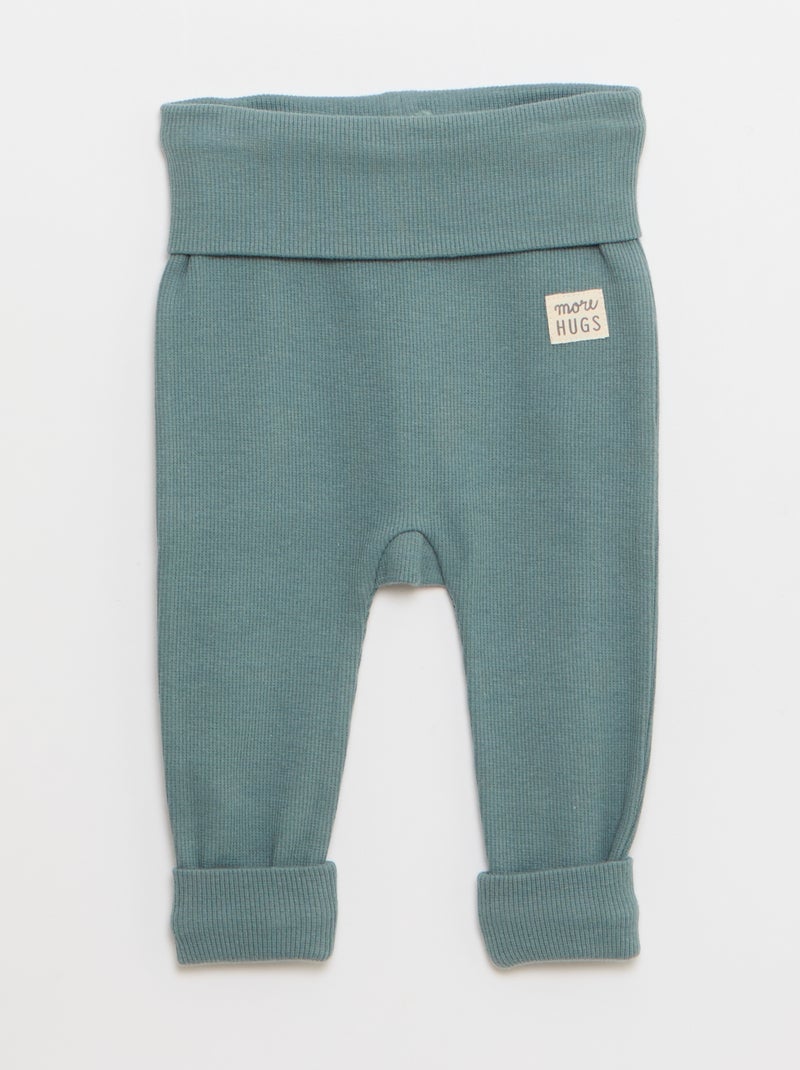 Lot de 2 leggings côtelés avec revers - 2 pièces Beige - Kiabi