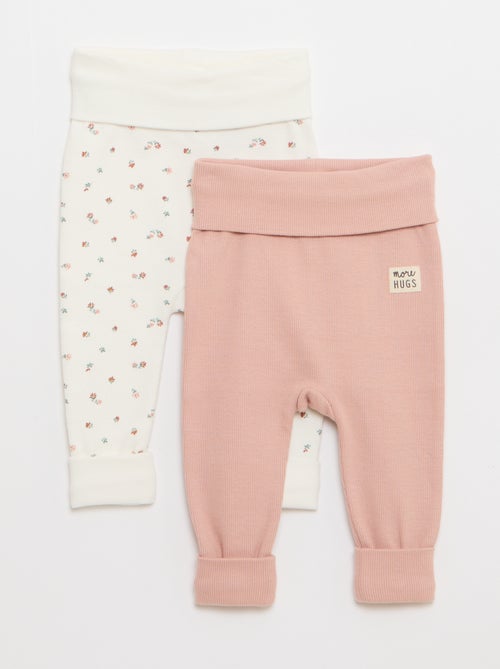 Lot de 2 leggings côtelés avec revers - 2 pièces - Kiabi