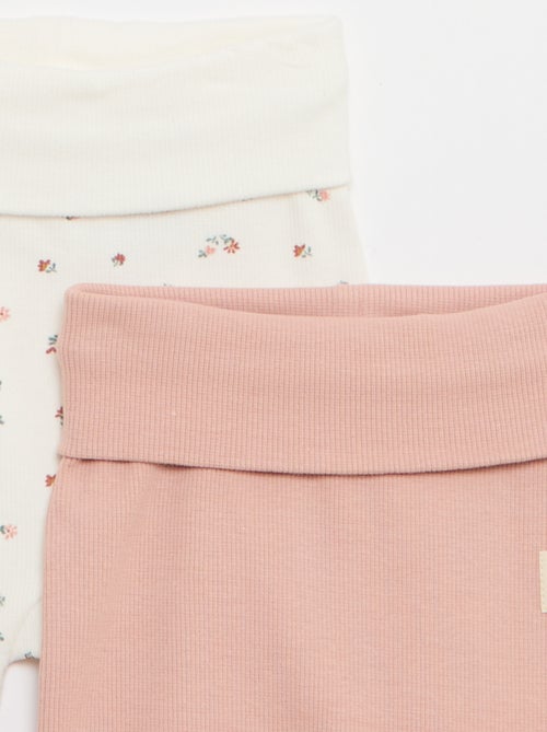 Lot de 2 leggings côtelés avec revers - 2 pièces - Kiabi