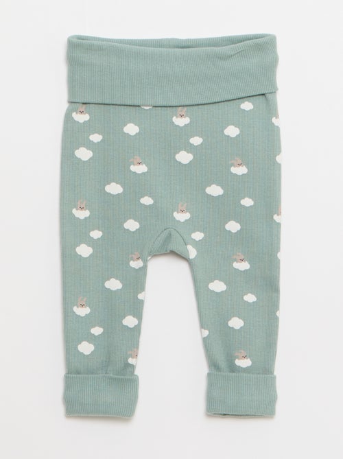 Lot de 2 leggings côtelés avec revers - 2 pièces - Kiabi