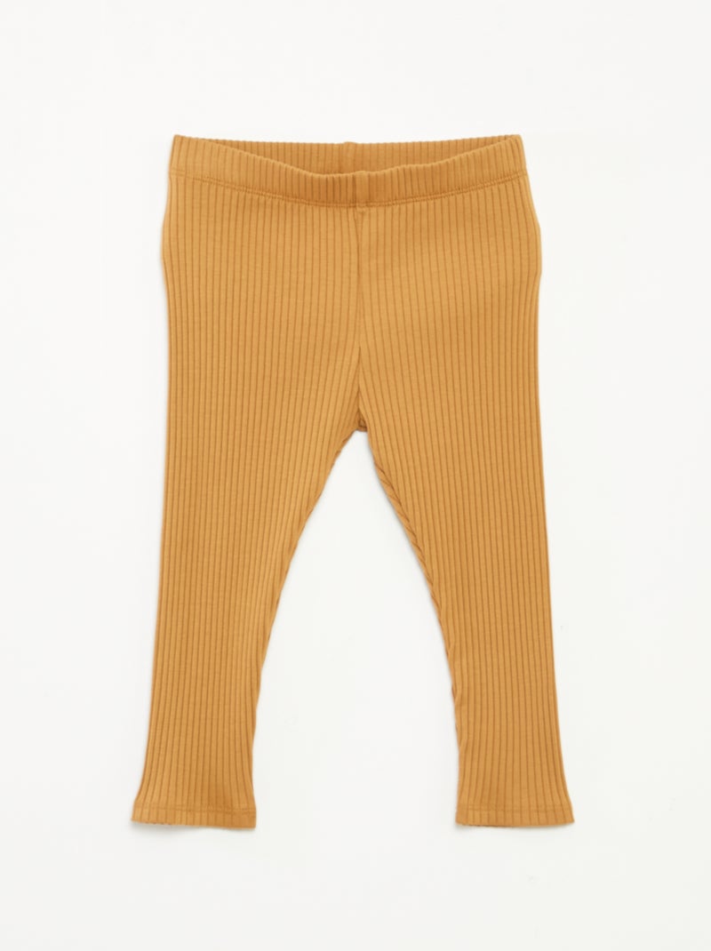 Lot de 2 leggings côtelés Beige - Kiabi