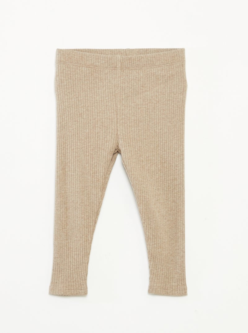 Lot de 2 leggings côtelés Beige - Kiabi