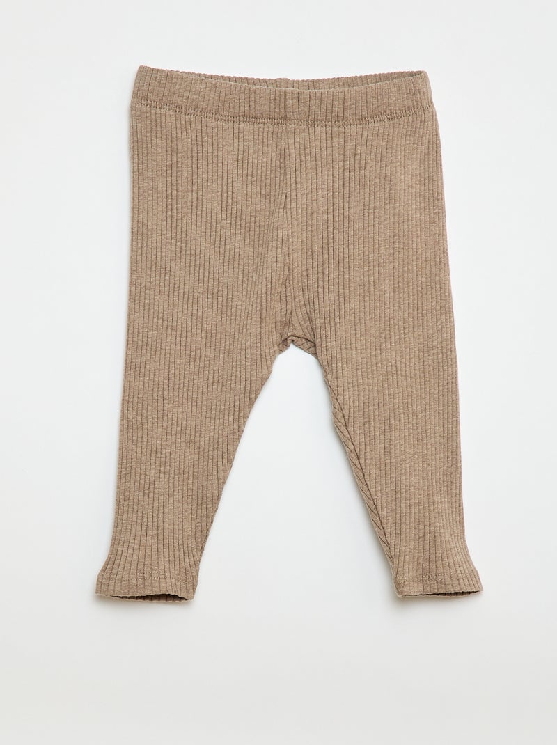 Lot de 2 leggings côtelés Beige/bleu - Kiabi