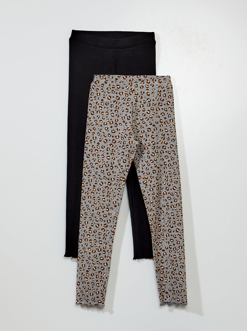 Lot de 2 leggings côtelés Bleu marine/gris - Kiabi