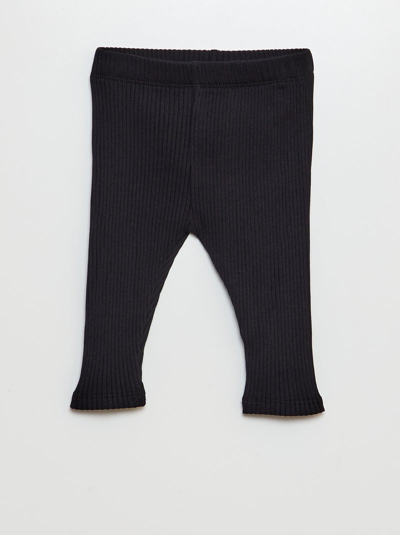 Lot de 2 leggings côtelés Noir/vert - Kiabi