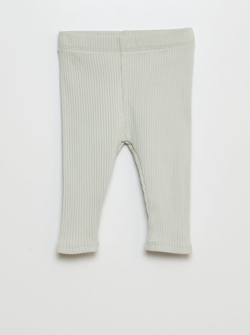 Lot de 2 leggings côtelés Noir/vert - Kiabi