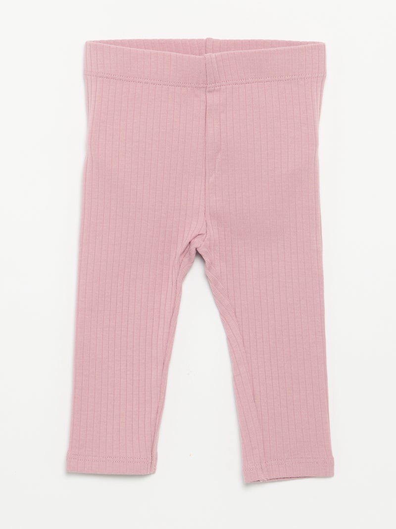 Lot de 2 leggings côtelés Violet - Kiabi