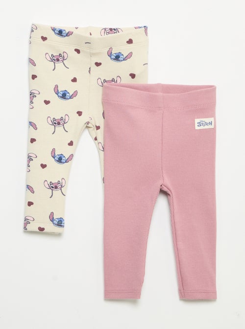 Lot de 2 leggings 'Disney' en maille côtelée - Kiabi