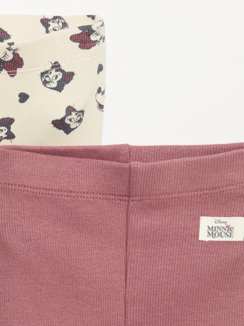 Lot de 2 leggings 'Disney' en maille côtelée Beige - Kiabi