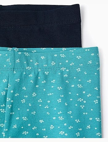 Lot de 2 leggings en coton unis/à fleurs
