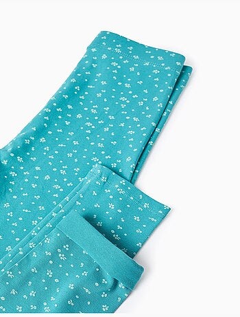 Lot de 2 leggings en coton unis/à fleurs