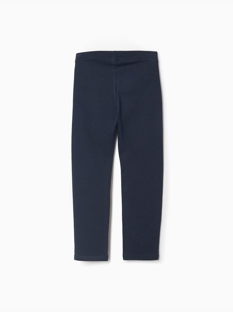 Lot de 2 leggings en coton unis/à fleurs Bleu Bleu - Kiabi