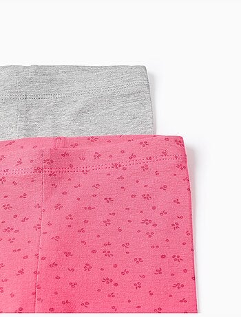 Lot de 2 leggings en coton unis/à fleurs