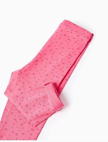 Lot de 2 leggings en coton unis/à fleurs