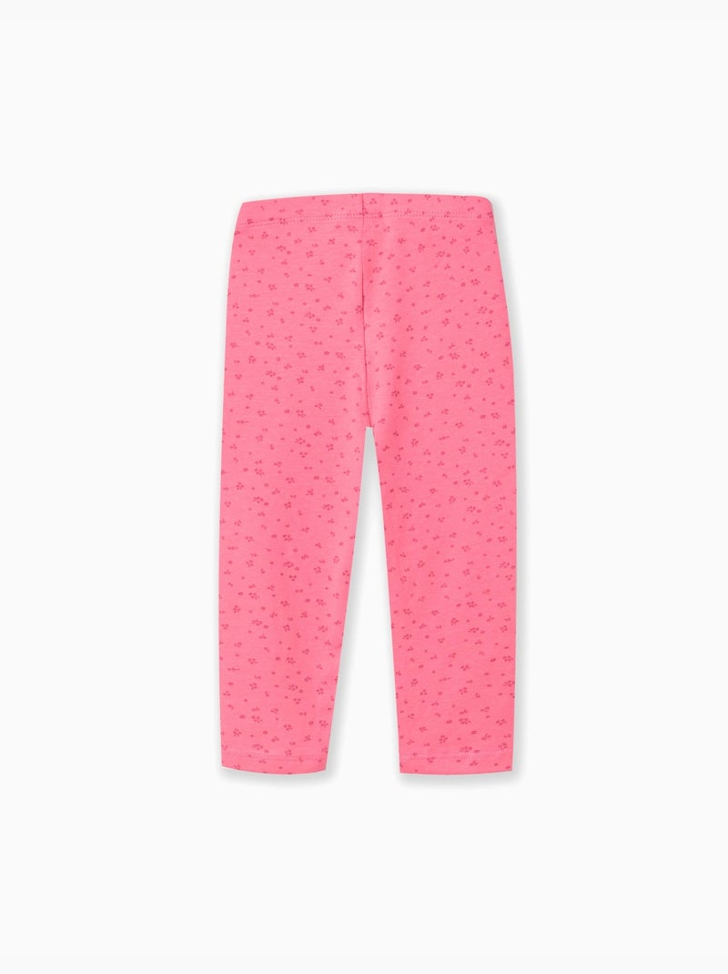 Lot de 2 leggings en coton unis/à fleurs Rose - Kiabi