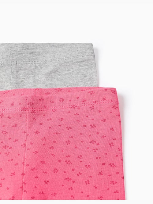 Lot de 2 leggings en coton unis/à fleurs - Kiabi