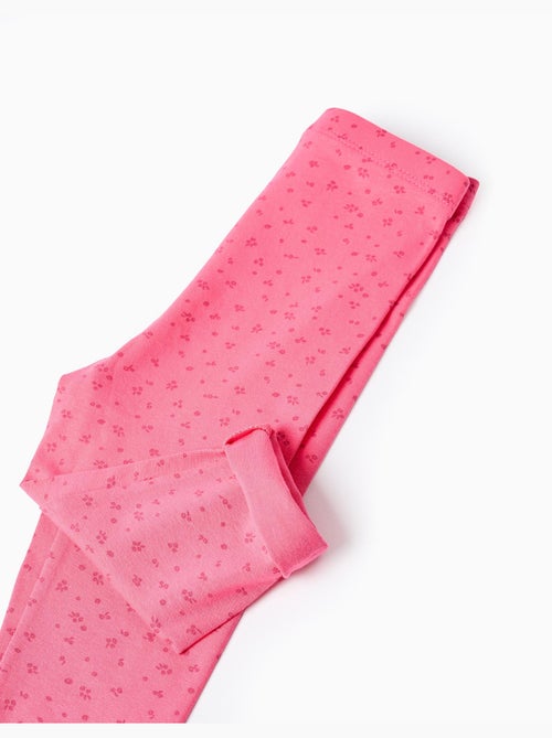 Lot de 2 leggings en coton unis/à fleurs - Kiabi
