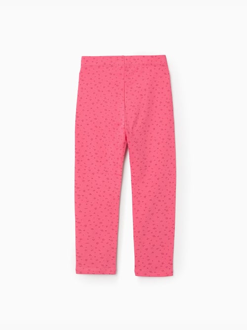 Lot de 2 leggings en coton unis/à fleurs - Kiabi