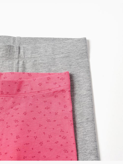 Lot de 2 leggings en coton unis/à fleurs - Kiabi