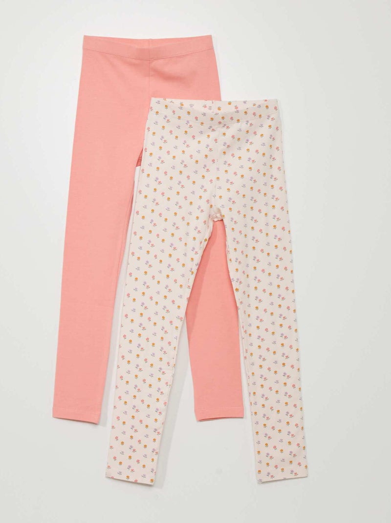 Lot de 2 leggings en jersey - 2 pièces Rose/lanc - Kiabi