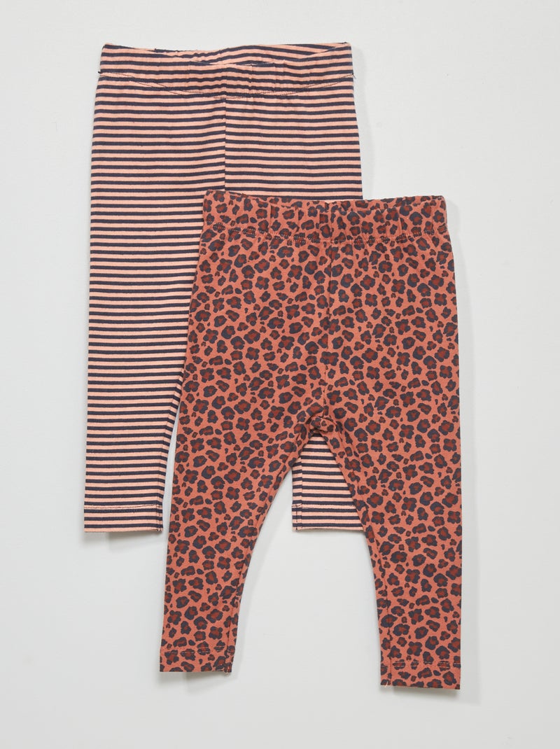 Lot de 2 leggings en jersey Rose- - Kiabi