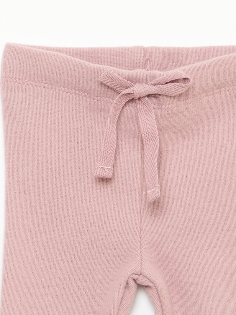 Lot de 2 leggings en maille doudou Beige/rose - Kiabi