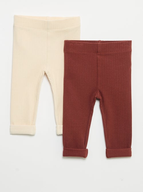 Lot de 2 leggings en rib - Kiabi