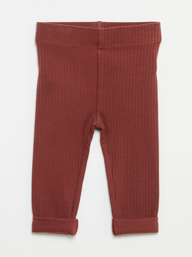 Lot de 2 leggings en rib Beige - Kiabi