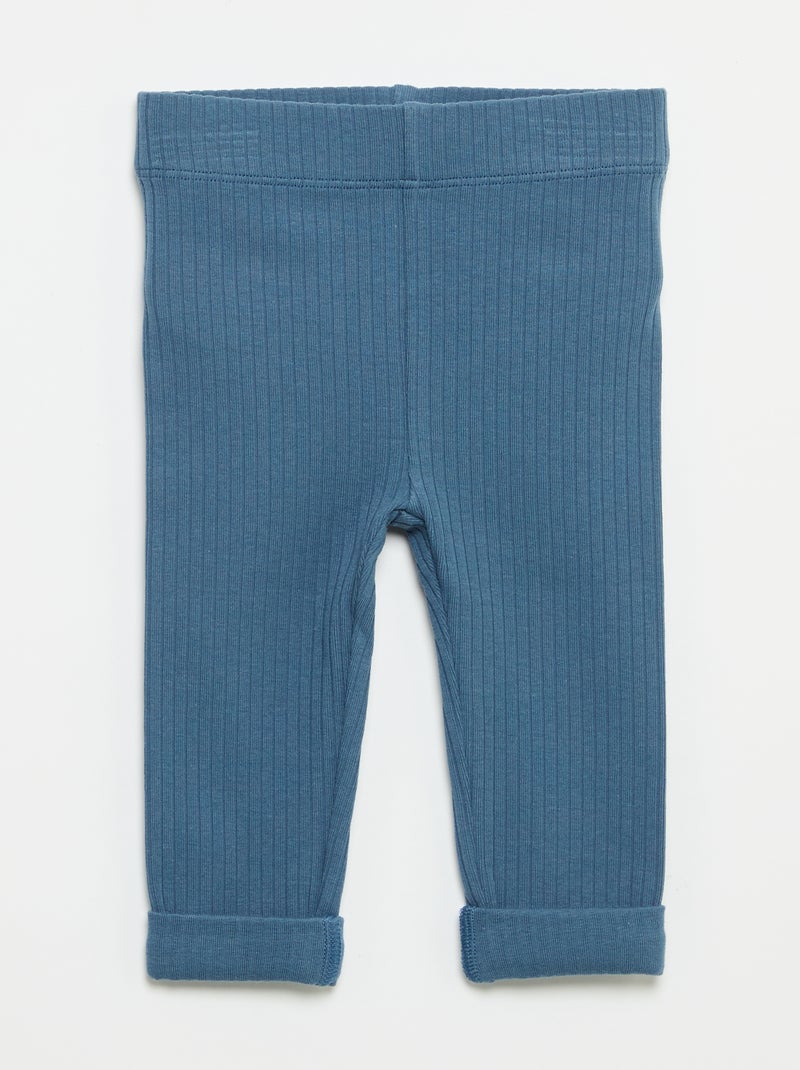 Lot de 2 leggings en rib Bleu - Kiabi